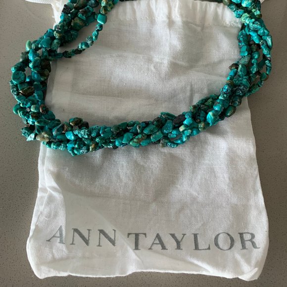 Ann Taylor Turquoise Stone Necklace + Dustbag - Picture 1 of 5